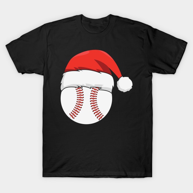 Baseball Santa Hat Christmas Gift For Baseball Fans T-Shirt by BadDesignCo